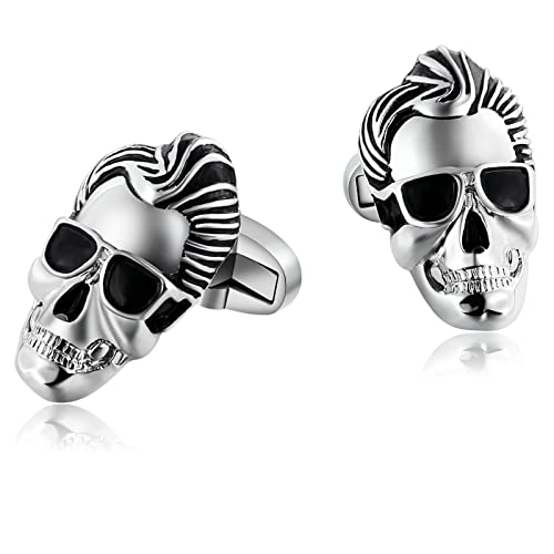 Groom Cufflinks, Manchettenknoepfe Totenkopf Silber Schwarz Edelstahl Schmuck Nützliche Geschenke für Männer von Stfery