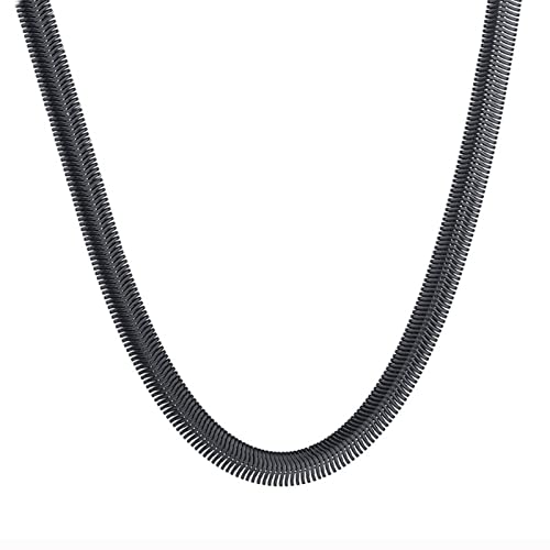 Kette Schwarz 55CM, Schmuck Ketten Frauen Edelstahlhalskette 6MM Schlangenkette Herren Damen Geschenk Geburtstag von Stfery