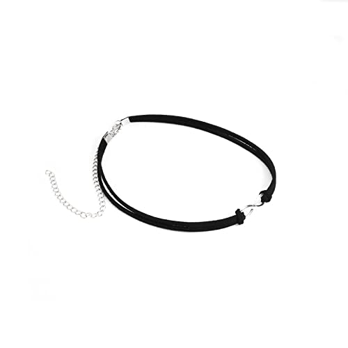 Mehrlagige Halskette Damen, Choker Halsband Damen Versilbert Samt-Halsband Schwarz Frauen Schmuck 43CM von Stfery