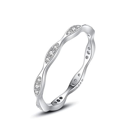 Ringe Beziehung Liebe, Ring mit Kristallsteinen 925 Silber Schlicht Schmale Taille 54 Frauen Damen Schmuck Geschenk von Stfery