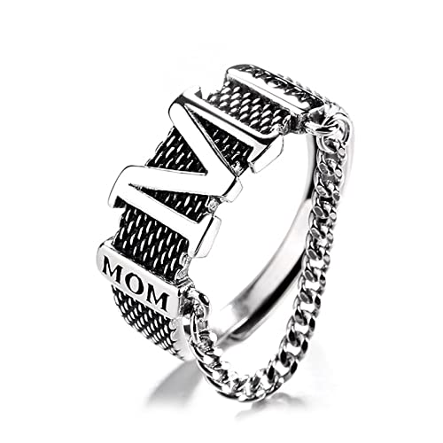 Silberring 925 Damen, Ring mit Buchstaben Buchstabe M Kette Mom Verstellbar Herren Schmuck Geschenk von Stfery