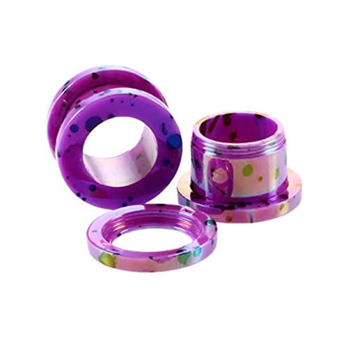 Stfery Damen Ohrringe Tunnel 10mm, 2 Stk Ear Tunnel Acrylic Set Lila Flesh Tunnel Plug Lila Reifen Mit Dot Muster von Stfery