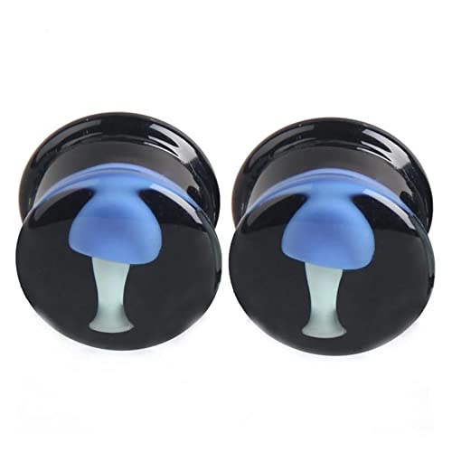 Stfery Damen Ohrringe Tunnel 10mm, 2 Stk Glas Schwarz Tunnel Ohrringe Damen Mode Blaue Quallen Form von Stfery