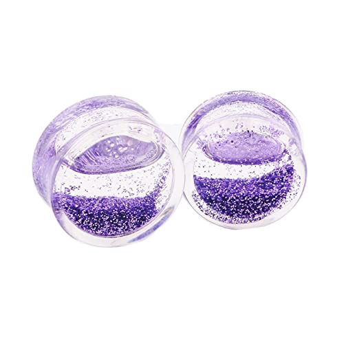 Stfery Damen Ohrringe Tunnel 12mm, 2 Stk Ear Tunnel Set Acryl Lila Tunnel Ohr Plug Mit Wasser Und Lila Pulver von Stfery