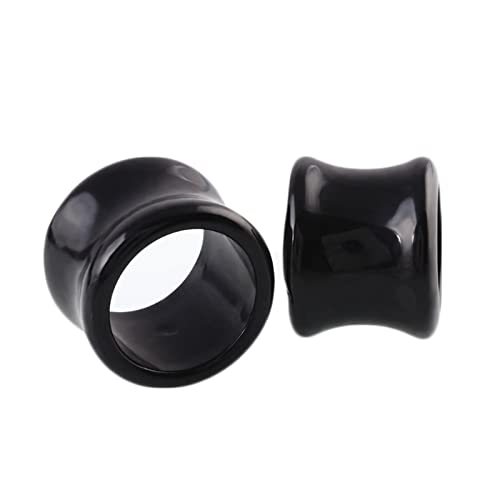 Stfery Damen Ohrringe Tunnel 16mm, 2 Stk Ear Tunnel Acrylic Set Schwarz Ohrringe Plugs Damen Schwarzer Reifen von Stfery