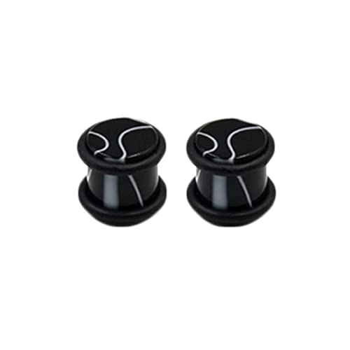 Stfery Damen Plug Ohr 6mm, 2 Stk Flesh Tunnel Acryl Schwarz Ear Plug Tunnel Vollzylinder Mit Schnur von Stfery