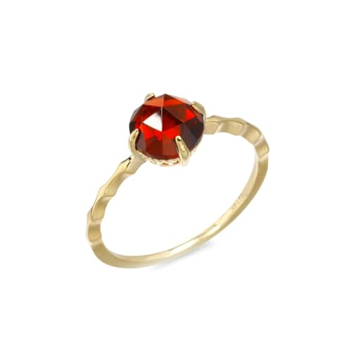 Stfery Damen Schmuck Gold 585 Ring für Damen Rund Granat Ehering für Frauen von Stfery