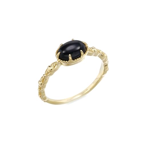 Stfery Damenring Gold 585 Ring für Frauen Oval Achat Ringe für Damen von Stfery