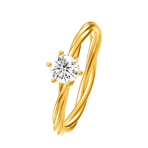 Stfery Damenring Gold 585 Ringe für Frauen 0.5ct Rund Diamant Partnerring Damen von Stfery