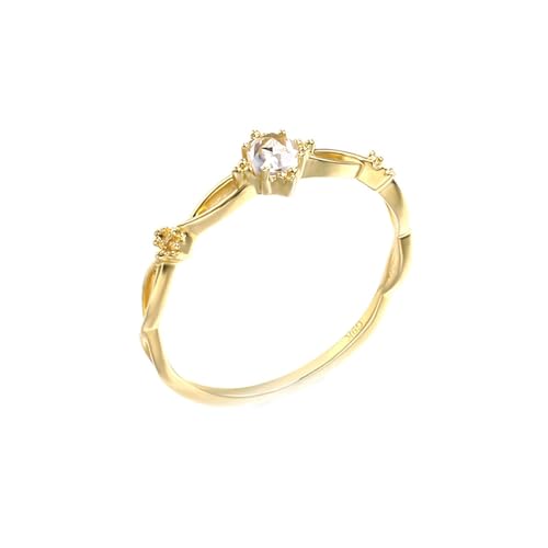 Stfery Echtgold 585 Damen Ringe für Frauen Rund Topas Ring für Damen von Stfery