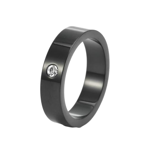 Stfery Edelstahl Ringe Herren, 5mm Ring Schwarz Einfach Verlobungsring Mann von Stfery