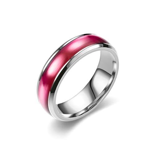 Stfery Edelstahl Ringe Herren, 6mm Rosa Ring 6mm Mit Emaille Verlobungsring Mann von Stfery