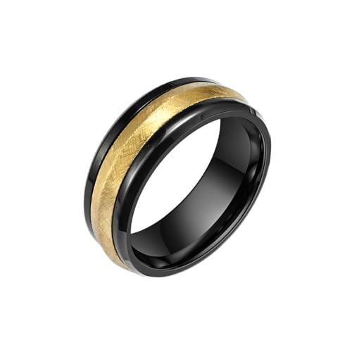 Stfery Edelstahl Ringe Herren, 8mm Ringe Gold Schwarz Matt Zweifarbig Verlobungsring Mann von Stfery