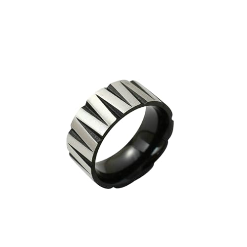 Stfery Edelstahl Ringe Herren, 9mm Schwarz Ring Kegelstreifen Verlobungsring Herren von Stfery