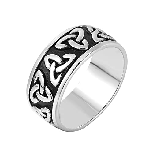 Stfery Edelstahl Ringe Männer, Fidget Ring Keltischer Knoten Verlobungsring XXL zum Valentinstag Silber schwarz, 67 (21.3) von Stfery