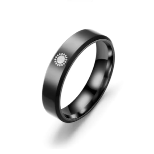 Stfery Edelstahlring Herrren, 6mm Schwarz Ringe Band Ring 6mm Mit Sonne Verlobungsring Herren von Stfery