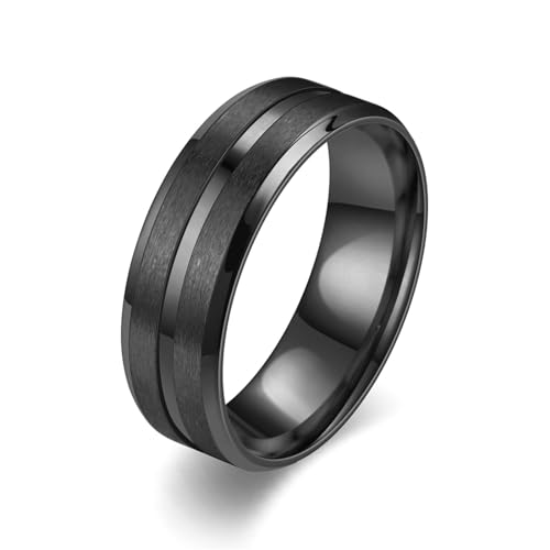 Stfery Edelstahlring Herrren, 8mm Ringe Schwarz 8mm Matt Lackiert Verlobungsring Herren von Stfery