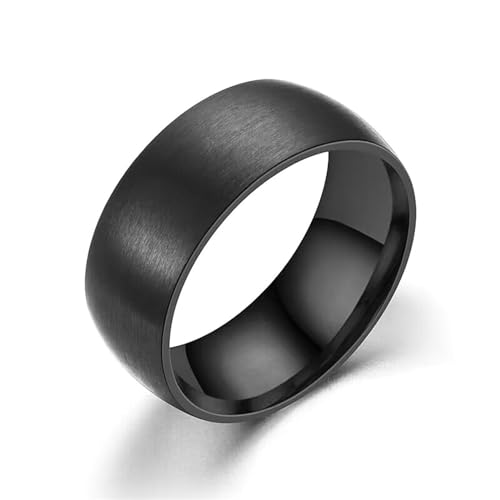 Stfery Edelstahlring für Herren, 8mm Schwarz Ring 8mm Breit Matte Finish Verlobungsringe Herren von Stfery