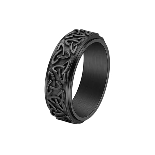 Stfery Edelstahlring für Herren, 8mm Schwarz Ringe Dreiecksknotenspinner Hochzeitsringe Herren von Stfery