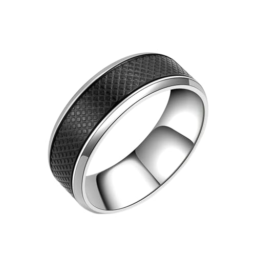 Stfery Edelstahlring für Herren, 8mm Silber Schwarz Ring Einfach Hochzeitsringe Herren von Stfery