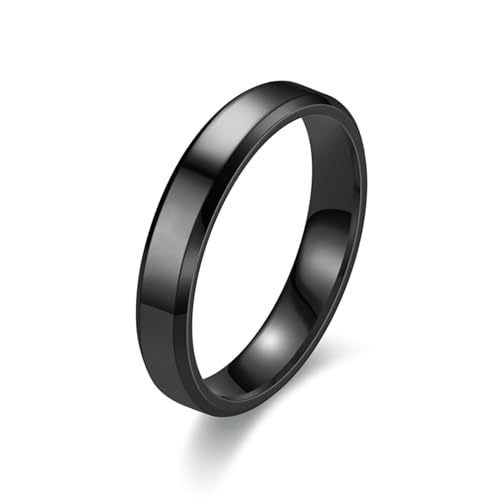 Stfery Edelstahlringe Herren, 4mm Ring Schwarz 4mm Hochglanz Verlobungsringe Herren von Stfery