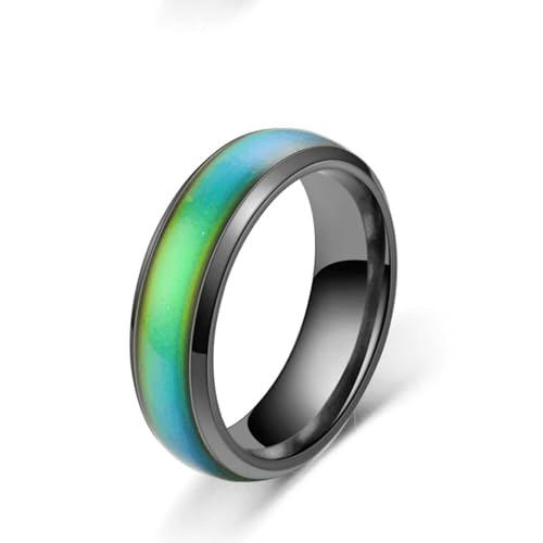 Stfery Edelstahlringe Herren, 6mm Ring Schwarz Farbwechselring 6mm Verlobungsringe Herren von Stfery