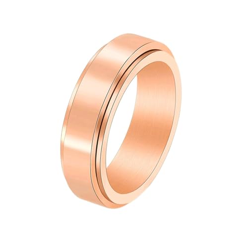 Stfery Edelstahlringe Herren, 6mm Roségold Ringe Polierter Spinner Hochzeitsringe Herren von Stfery