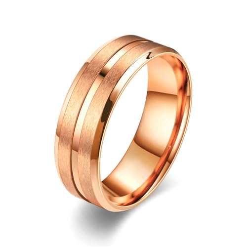 Stfery Edelstahlringe Herren, 8mm Roségold Ringe 8mm Matt Lackiert Hochzeitsringe Herren von Stfery