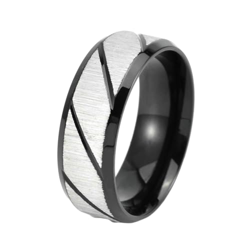 Stfery Edelstahlringe Herren, 8mm Schwarz Ringe Twill Gebürstet Hochzeitsringe Herren von Stfery