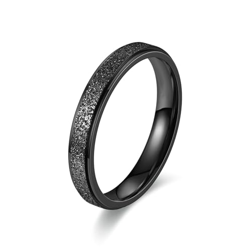 Stfery Edelstahlringe für Herren, 4mm Ring Schwarz 4mm Matt Hochzeitsring Herren von Stfery