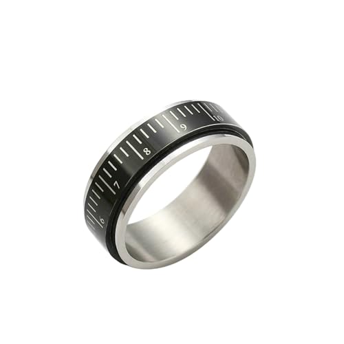 Stfery Edelstahlringe für Herren, 8mm Ringe Schwarz Drehlineal Hochzeitsring Mann von Stfery