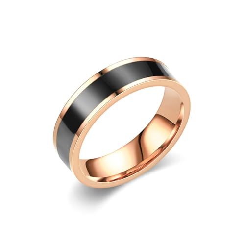 Stfery Edelstahlringe für Herren Matt, 6mm Ringe Roségold 6mm Mit Emaille Hochzeitsring Mann von Stfery