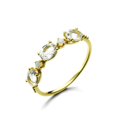 Stfery Ehering 18 Karat Gold Ring für Damen Oval Topas Ehering für Frauen von Stfery