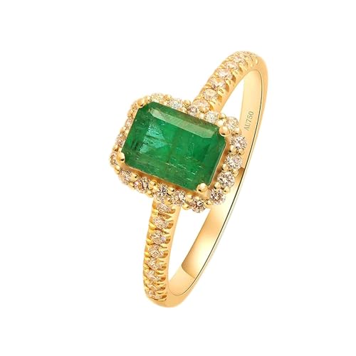 Stfery Ehering 18 Karat Gold Ring für Damen Rechteckig Smaragd Ringe Damen Modeschmuck von Stfery