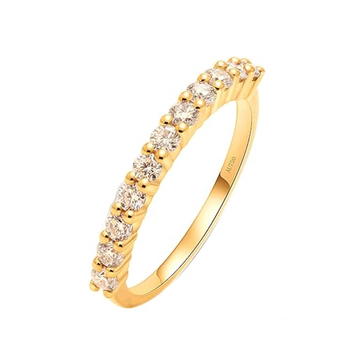 Stfery Ehering 18 Karat Gold Ring für Frauen 0.03ct Rund Erstellt Diamant Ehering Damen Einzeln von Stfery