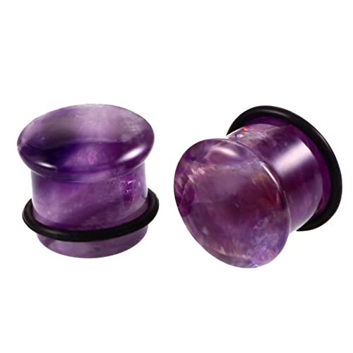 Stfery Flesh Ohr Tunnel 10mm, 2 Stk Ohr Tunnel Stein Lila Ohrringe Plugs Damen Lila Stone von Stfery