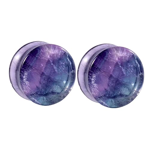 Stfery Flesh Ohr Tunnel 25mm, 2 Stk Ohr Tunnel Stein Lila Ohrringe Plugs Damen Feste Runde Form von Stfery