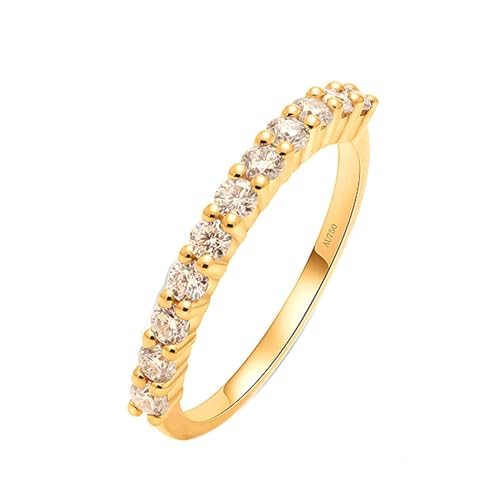 Stfery Gold Ring Echtgold Ring für Frauen 0.03ct Rund Moissanit Trauringe Damen von Stfery