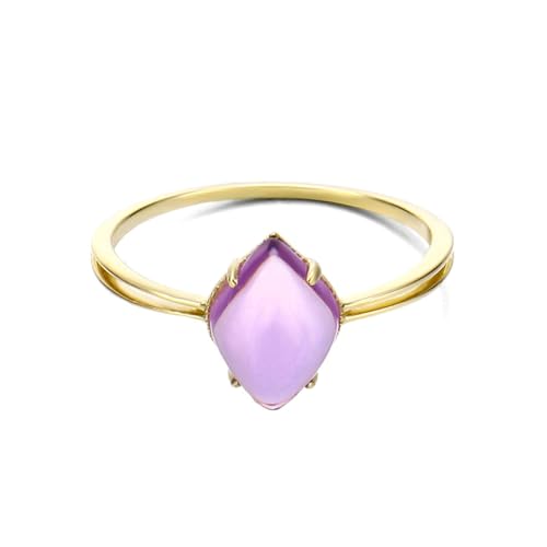 Stfery Goldring Damen 750 Echtgold Ring für Damen Besonderer Amethyst Frauen Ring Verlobung von Stfery