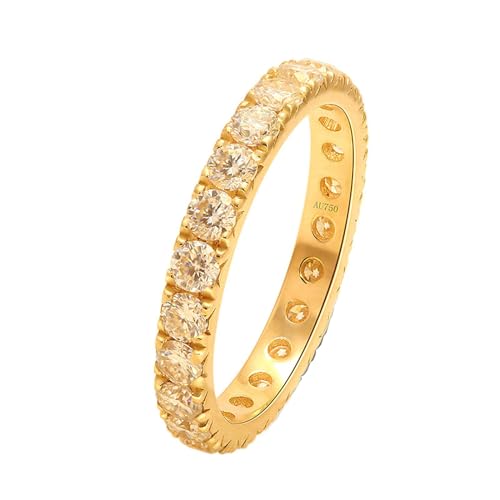 Stfery Goldring Echtgold Ringe für Frauen 1ct Rund Moissanit Ehering Damen Einzeln von Stfery