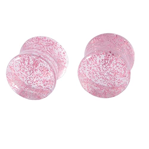 Stfery Ohr Flesh Tunnel 10mm, 2 Stk Ear Tunnel Acrylic Set Rosa Tunnel Ohrringe Herren Mit Rosa Pailletten von Stfery