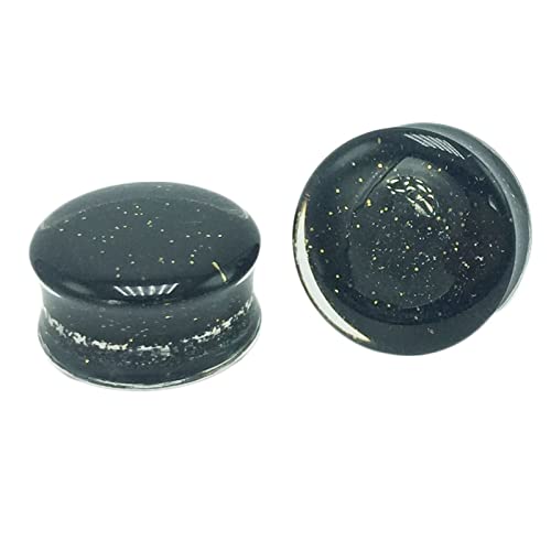 Stfery Ohr Flesh Tunnel 14mm, 2 Stk Ear Tunnel Set Acryl Schwarz Tunnel Ohrringe Damen Schwarzer Glitzer von Stfery