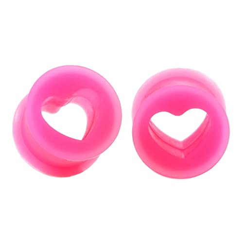 Stfery Ohr Flesh Tunnel 16mm, 2 Stk Tunnel Piercing Silikon Rosa Tunnel Ohrringe Herren Rosa Herzform von Stfery