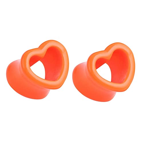 Stfery Ohr Flesh Tunnel 6mm, 2 Stk Ear Tunnel Set Acryl Orange Ohr Plug Männer Orange Herzform von Stfery