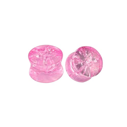 Stfery Ohr Plug 10mm, 2 Pcs Ohr Tunnel Glas Rosa Rund Form Ohrringe Plugs Männer von Stfery