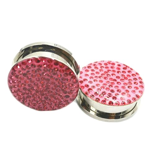 Stfery Ohr Plug 22mm, 2 Pcs Tunnel Set Chirurgenstahl Rosa Mit Rosa Zirkonia Tunnel Ohrringe Herren von Stfery