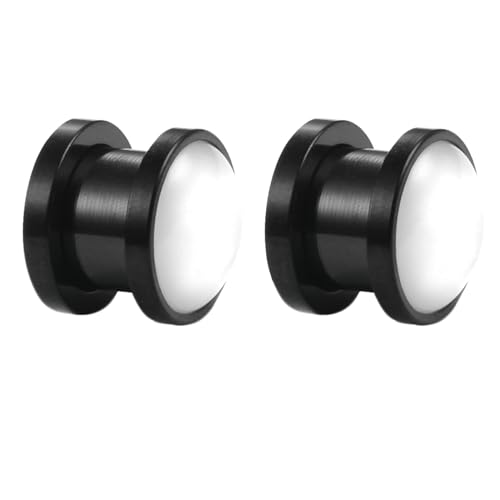 Stfery Ohr Plug 8mm, 2 Pcs Flesh Tunnel Stahl Schwarz Mit Rund Stein Damen Plug Ohr von Stfery