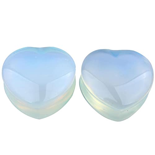 Stfery Ohr Plug Flesh Tunnel 10mm, 2 Stk Ohr Tunnel Stein Transparent Ohrringe Plugs Männer Opal Mit Pfirsichherz von Stfery