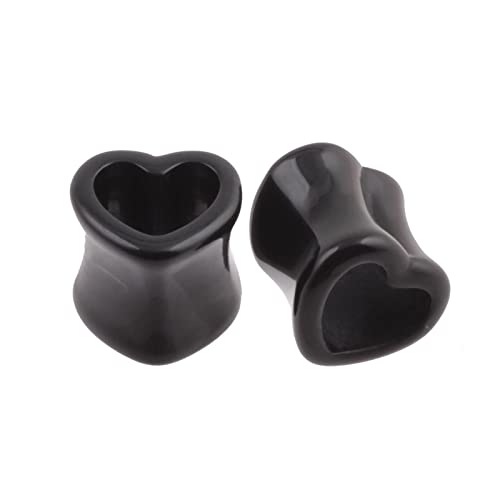 Stfery Ohr Plug Flesh Tunnel 5mm, 2 Stk Ear Plug Acryl Schwarz Tunnel Ohrringe Damen Schwarze Herzform von Stfery