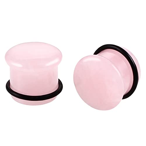 Stfery Ohr Plug Herren 14mm, 2 Stk Ohr Tunnel Stein Rosa Tunnel Ohrringe Damen Rosa Stein von Stfery